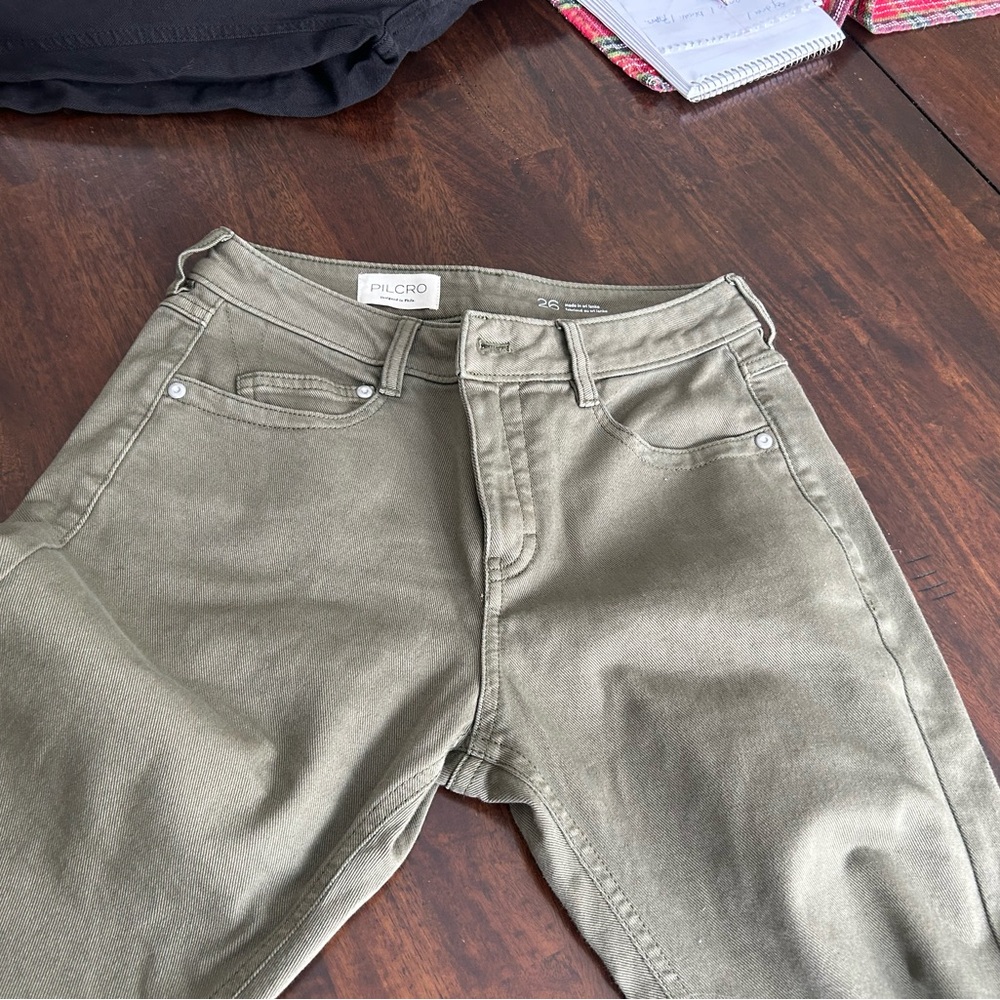 Pilcro Women's Boot Cut Jeans in Olive Green